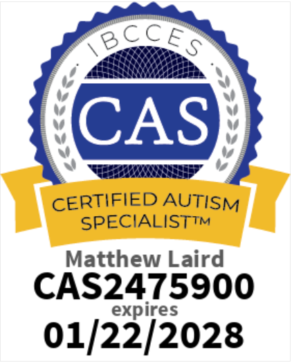 IBCCES Certified Autism Specialist badge — Matthew Laird, CAS2475900